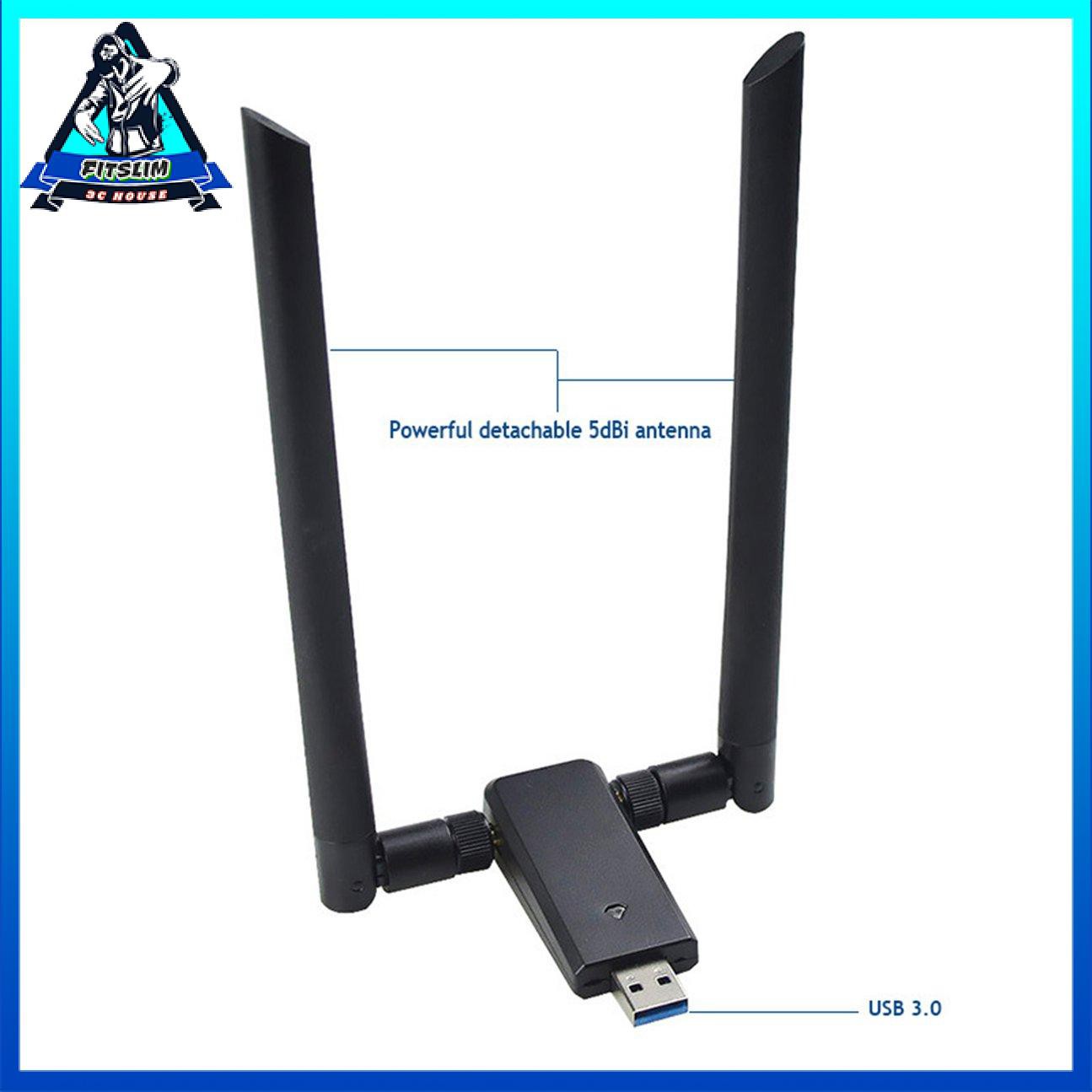Ăng-ten Bộ chuyển đổi Wi-Fi USB 3.0 không dây băng tần rộng 1200Mbps băng tần kép 5GHz