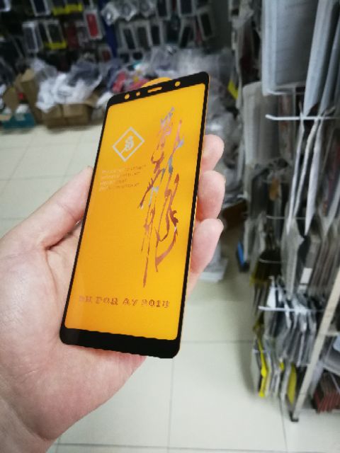 Cường lực Samsung A7 2018 6D Full Màn Full keo ôm viền siêu đẹp(tặng keo mép giấy lấy bụi)
