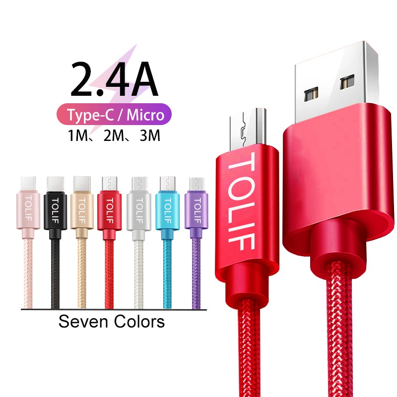 Cáp sạc truyền dữ liệu TOLIF USB TypeC/MicroUSB 1/2/3M cho Xiaomi Redmi Mi Note 10 10X 9A 8 8A Note 10 Pro MAX Note 9 6