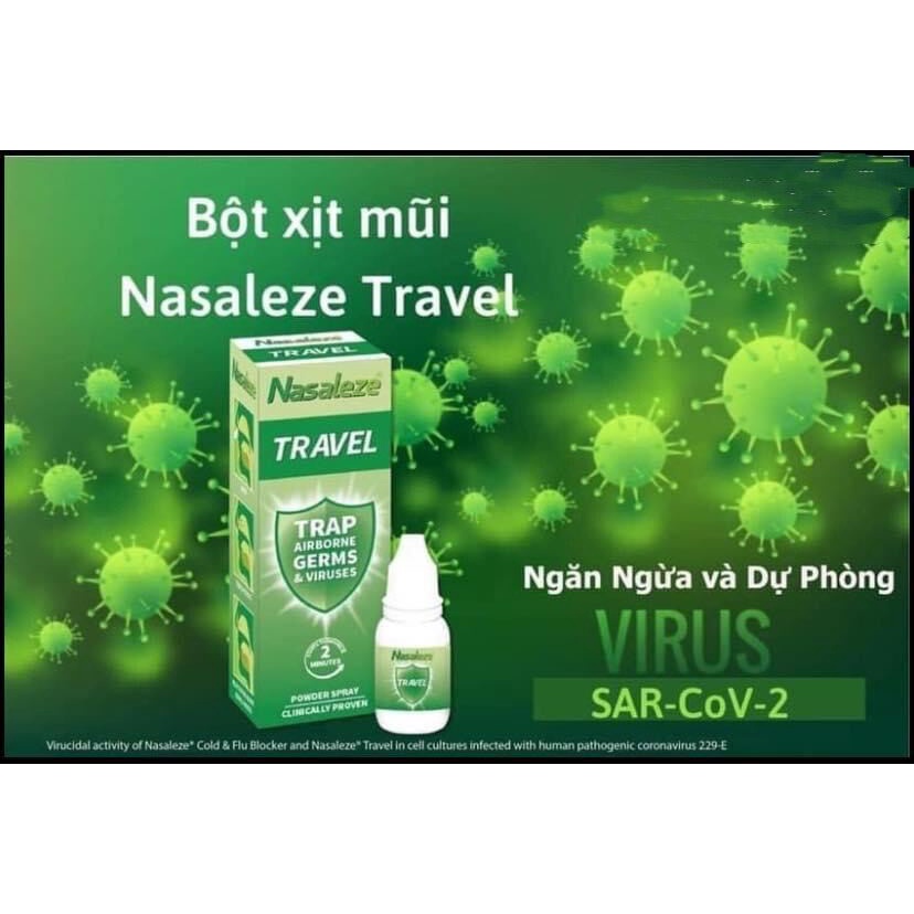 Bột xịt mũi NASALEZE TRAVE - Hỗ trợ phòng ngừa mầm bệnh Covid xâm nhập vào khoang mũi trong 6 giờ đồng hồ