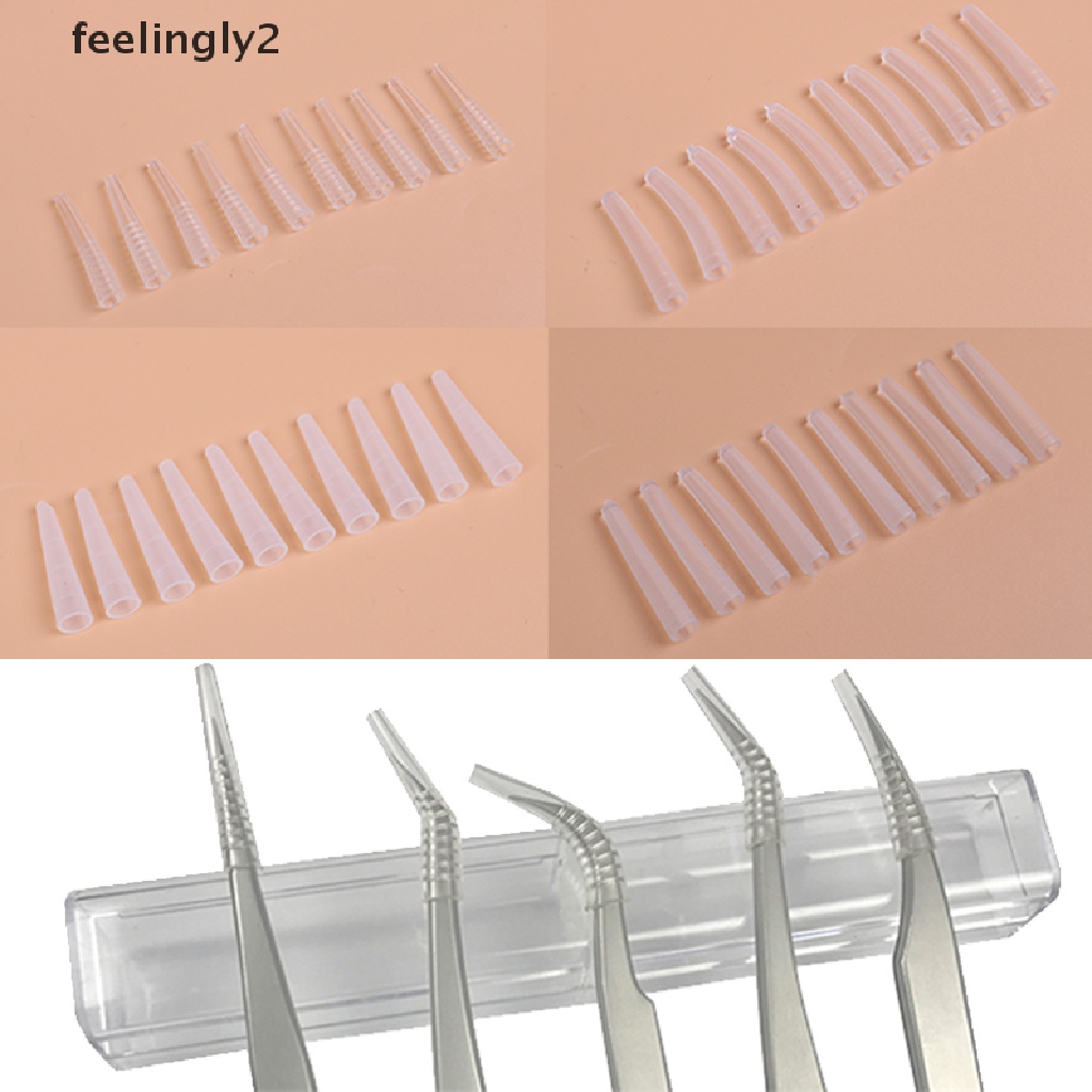 Set 10 nắp bảo vệ đầu nhíp nối mi bằng silicon tiện dụng