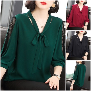 Áo sơ mi vải voan tay ngắn quý phái thanh lịch dành cho phụ nữ trung niên