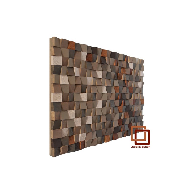 [Mã LIFEXANH03 giảm 10% đơn 500K] Tranh gỗ trang trí 3D tone NÂU ẤM ÁP (Wood mosaic) - (KÍCH THƯỚC 40X60, 60X80cm)