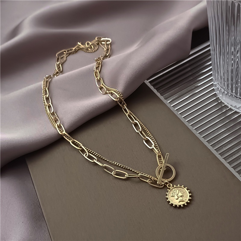 Dây chuyền hai lớp phong cách retro đơn giản cổ điển 19802