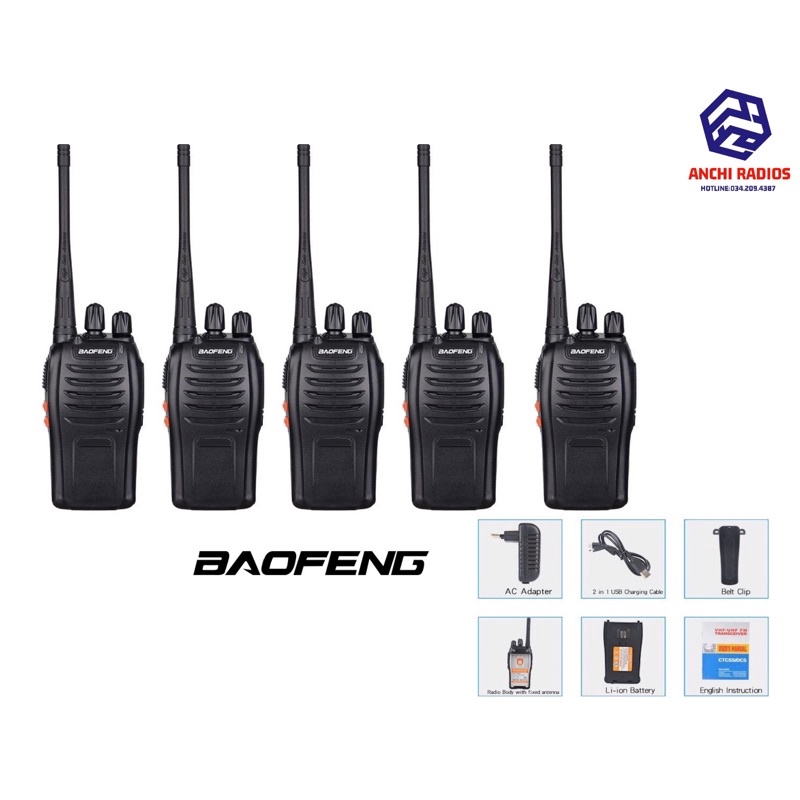 Bộ 05 Máy Bộ Đàm Baofeng  Phiên Bản Mới BF-888H(  Sạc Usb Siêu Tiện) Bảo Hành 6 tháng