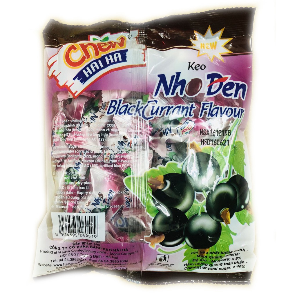 Kẹo Mềm Chew Hải Hà Vị Nho Đen (Gói 105g)