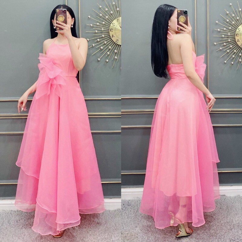 ẢNH VÀ VIDEO THẬT 10000% _ ĐẦM MAXI CỔ YẾM KẾT HOA EO