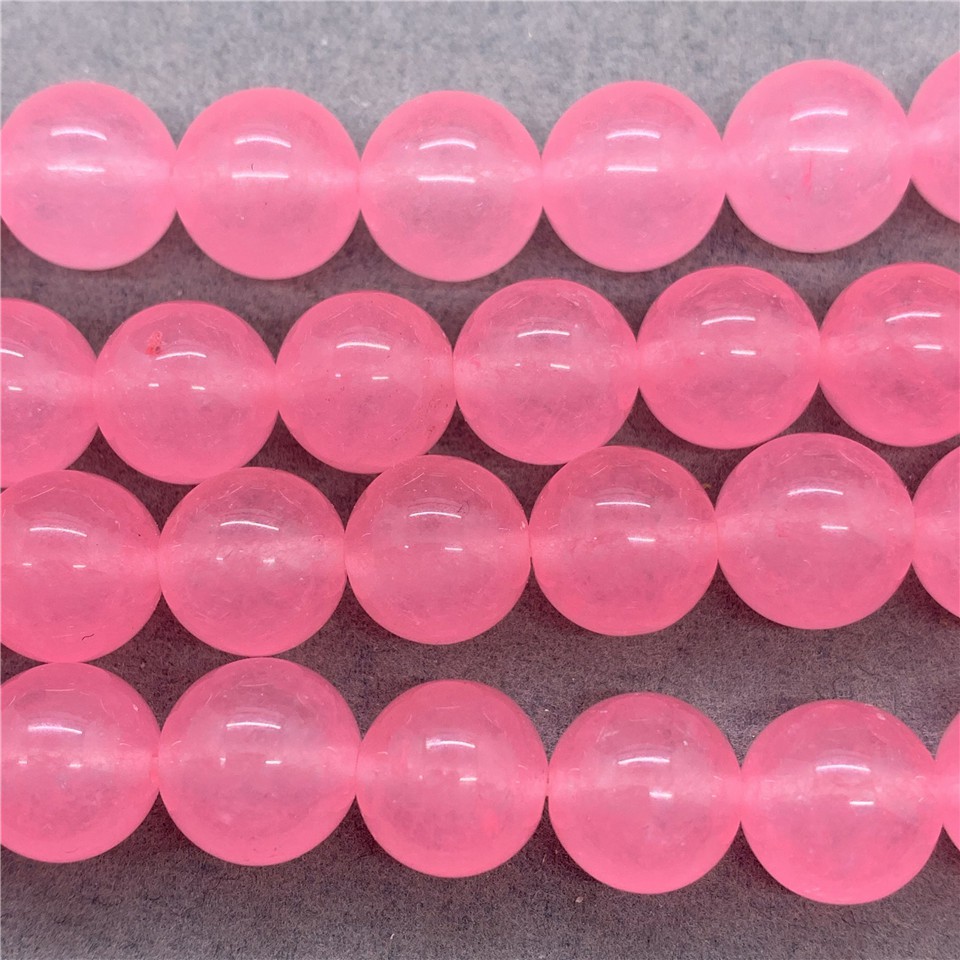 Chuỗi hạt đá Jasper Chalcedony màu hồng 4-12mm làm nữ trang