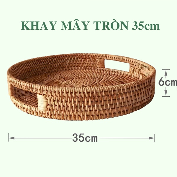 Khay Mây Tròn Lớn 30cm/ 35cm Trang Trí Bàn Ăn - Rattan Tray | Tre Việt