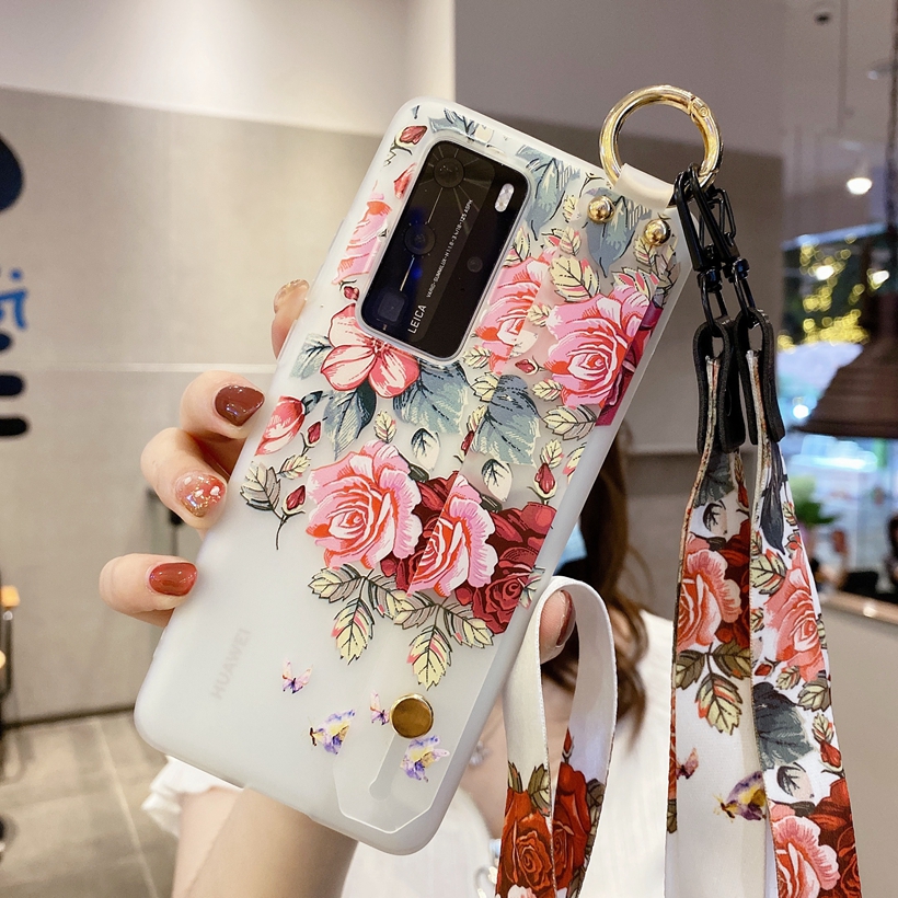 Ốp Điện Thoại Mềm Họa Tiết Hoa Có Dây Đeo Cho Samsung Galaxy A04s A04e Note 20 Ultra Note 10 Lite Note 10 + 9 8 S20 +