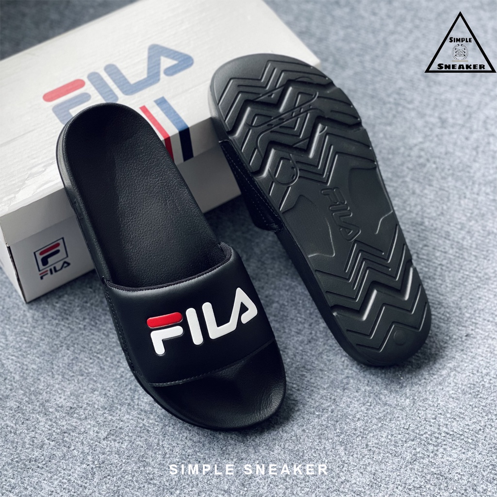 Dép Fila Chính Hãng FREESHIP Fila Drifter Black - Dép Quai Ngang Thời Trang Fila Màu Đen - Simple Sneaker