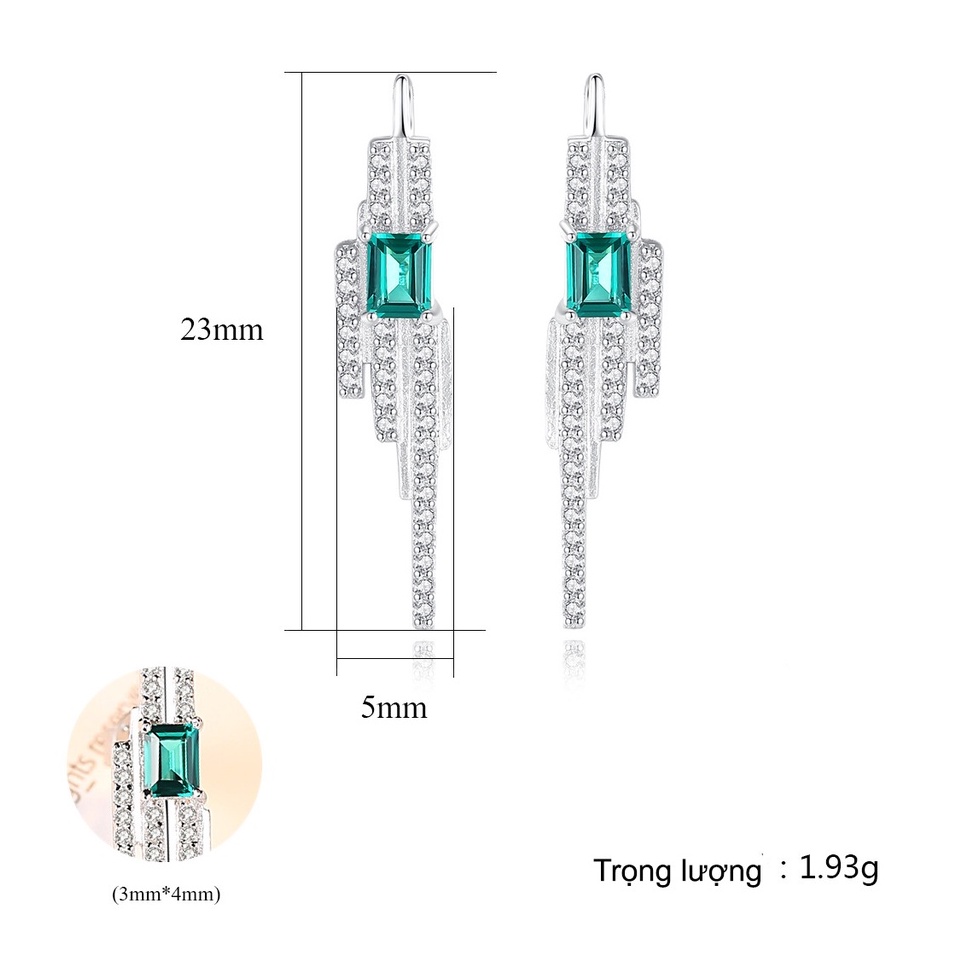 Khuyên Tai Nữ Đính Đá Xanh Lục Phong Cách Quý Tộc Cho Nữ B1451 Bảo Ngọc Jewelry