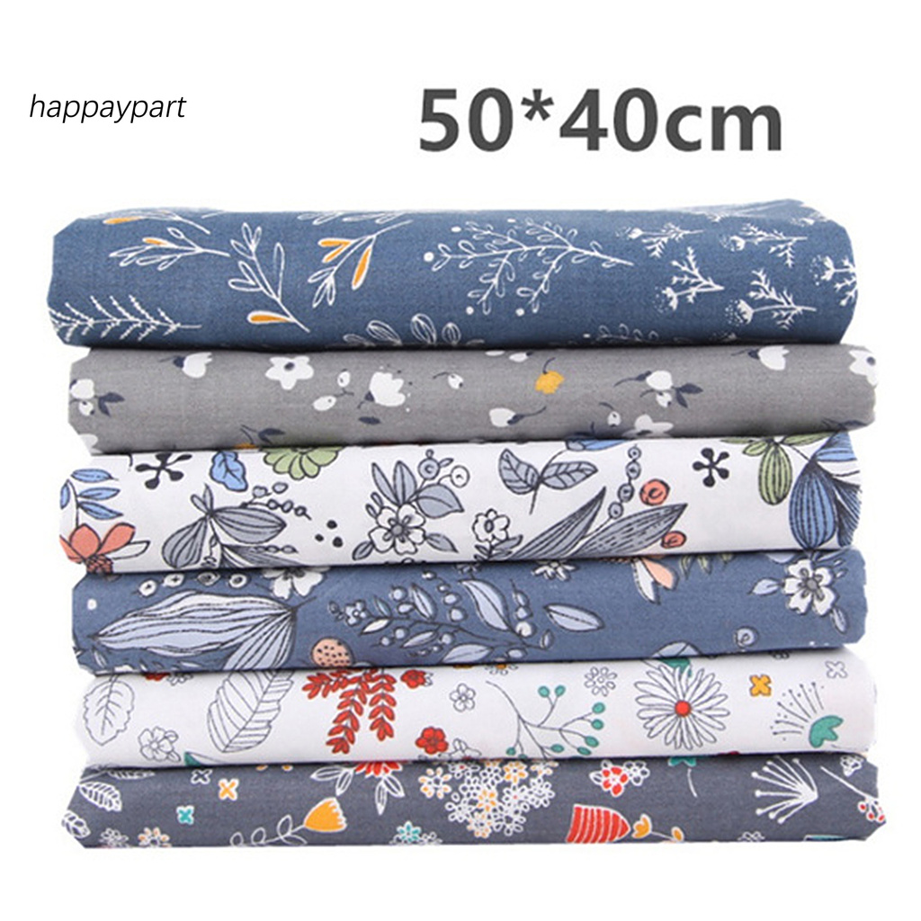 Set 6 Tấm Vải Cotton In Hình Lá Cây Dùng Để May Vá Quần Áo