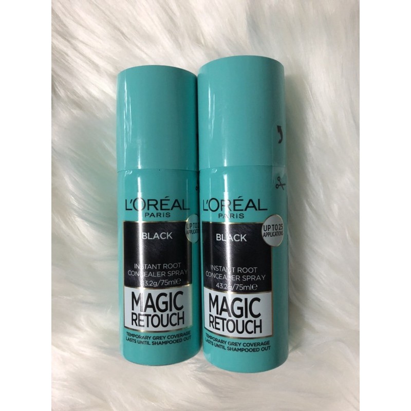 Xịt nhuộm tóc phủ bạc tạm thời L'Oreal Paris Magic Retouch Temporary Root Concealer Spray - Black.Hàng Pháp