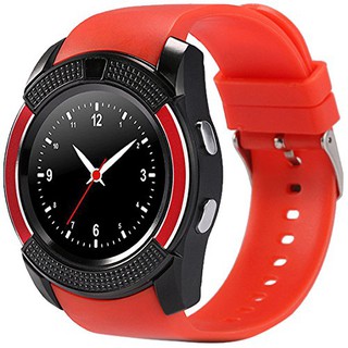 Đồng hồ thông minh Smartwatch có khe sim và thẻ nhớ mặt tròn V8 đỏ