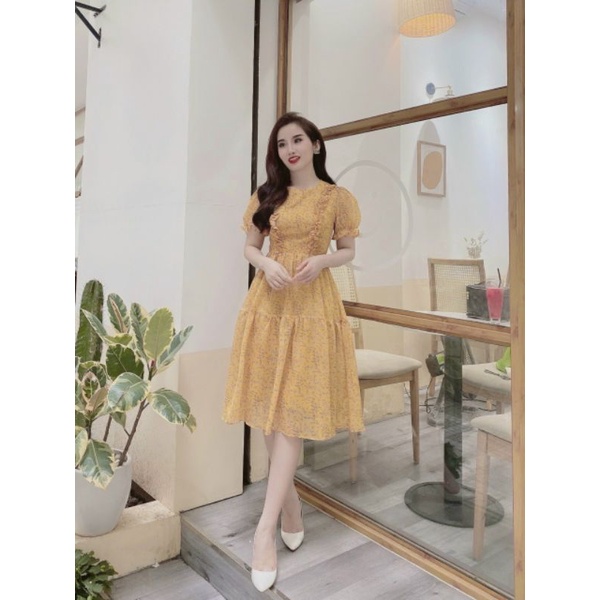 Váy xòe hoa tơ bèo xinh