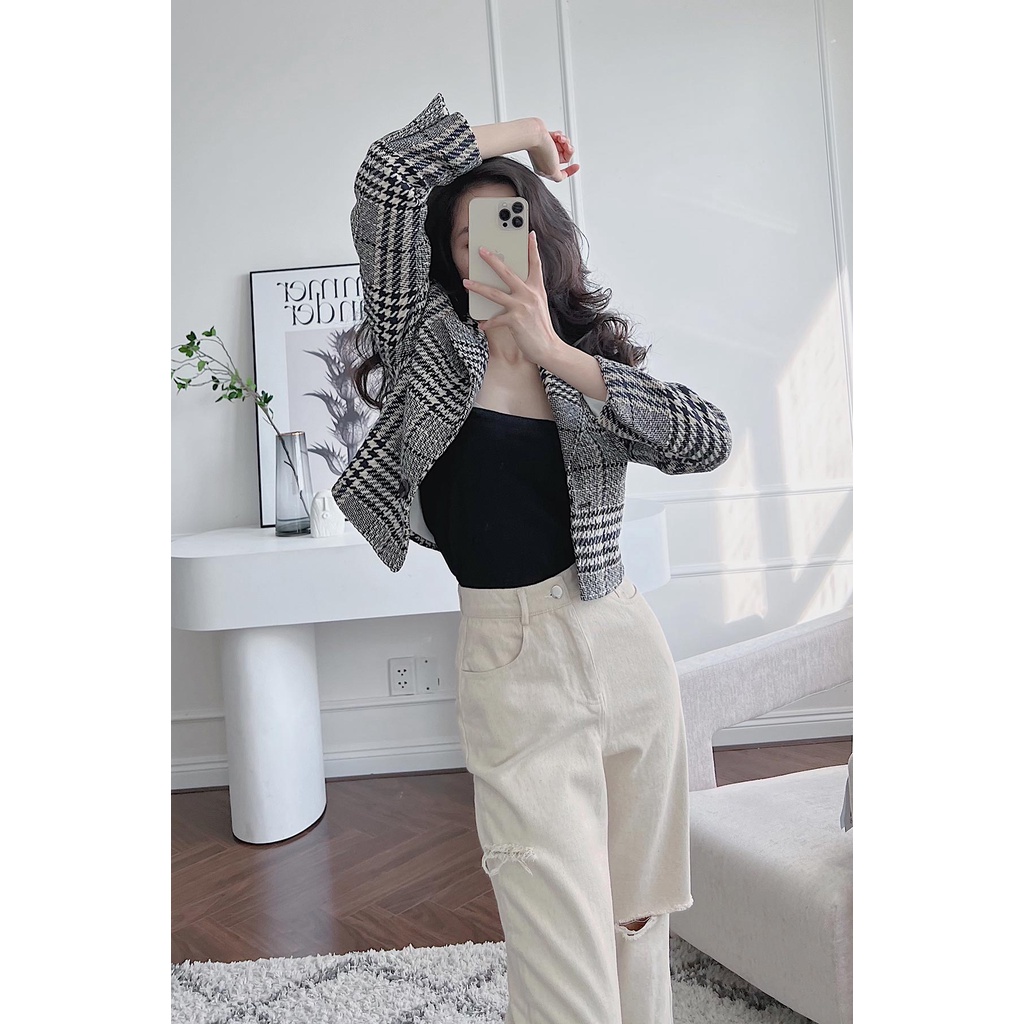 Áo len croptop 2 dây quấn ngực VIENTRAN V61W21Q032