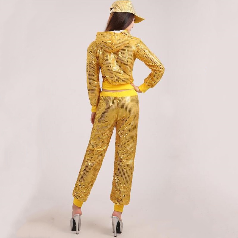 Bộ Áo + Quần + Mũ Đính Kim Sa Phong Cách Hip Hop Hiện Đại Cho Người Lớn Và Trẻ Em