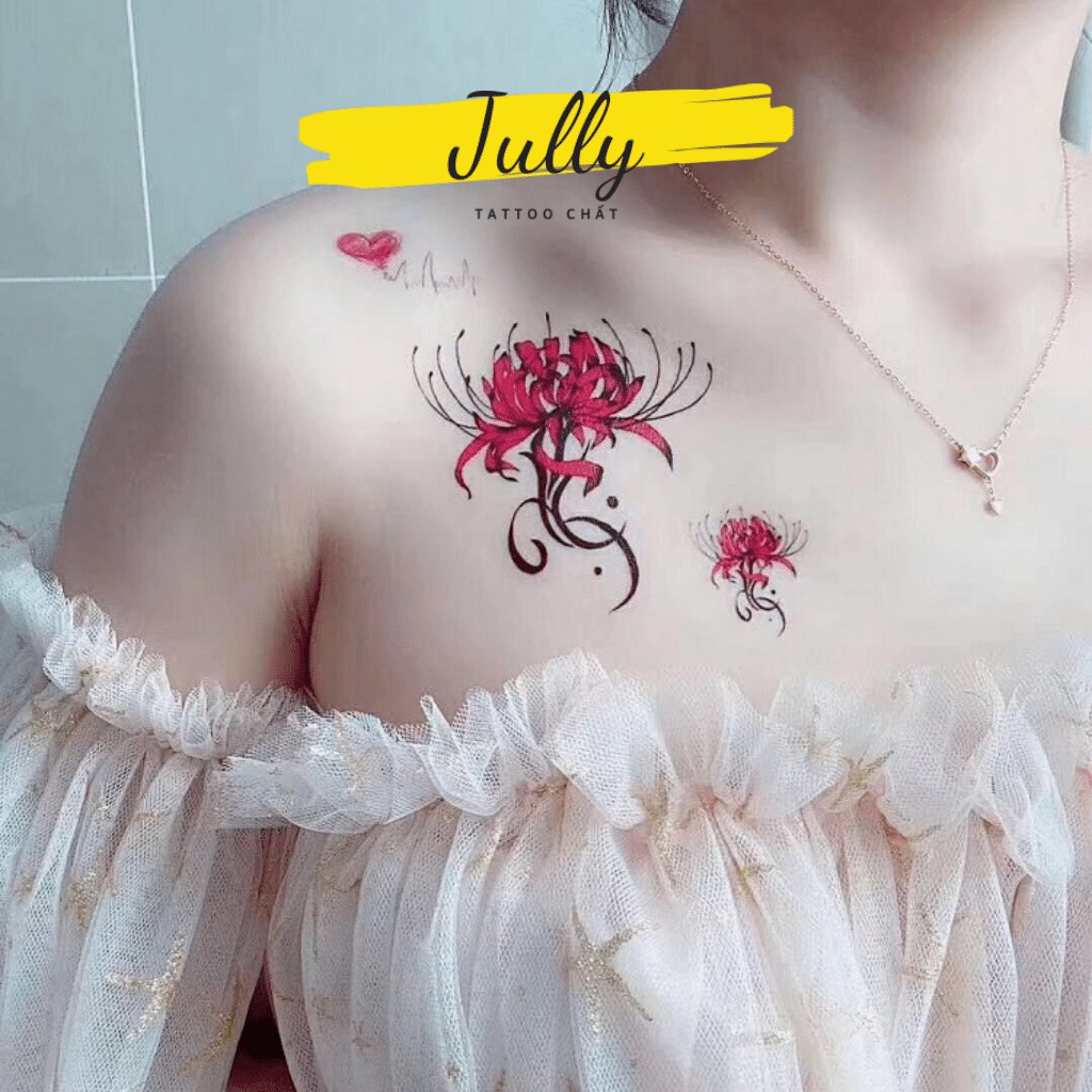 Hình xăm dán hoa bỉ ngạn mini JULLY Tattoo chất, xăm tạm thời 15 ngày chống nước, tặng kèm 1 mếng tẩy xăm cho đơn từ 20k