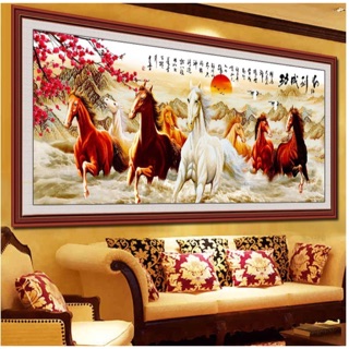 Tranh treo tường tráng gương mã đáo/ tranh treo tường ngựa/tranh phong cảnh mã đáo size120x70cm