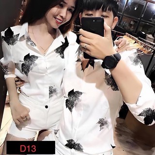 Áo sơmi nam tay dài d13 hoạ tiết lá siêu hot free ship