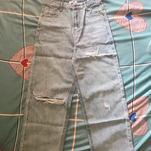 Quần bò ống suông nữ