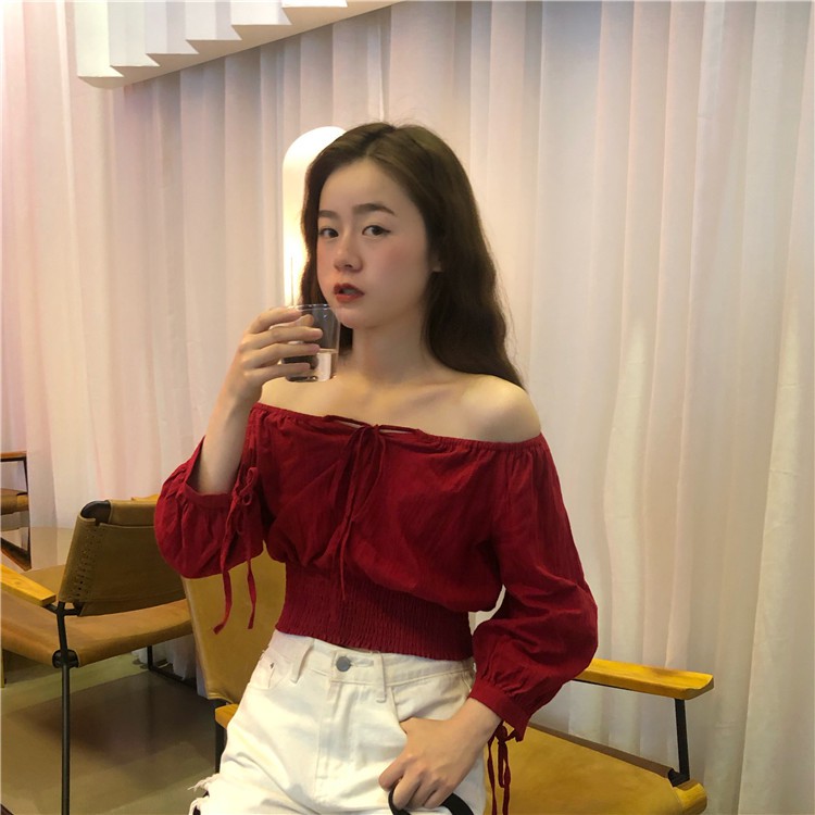 Xiaozhainv Áo trễ vai kiểu dáng sexy theo phong cách Hàn Quốc | BigBuy360 - bigbuy360.vn