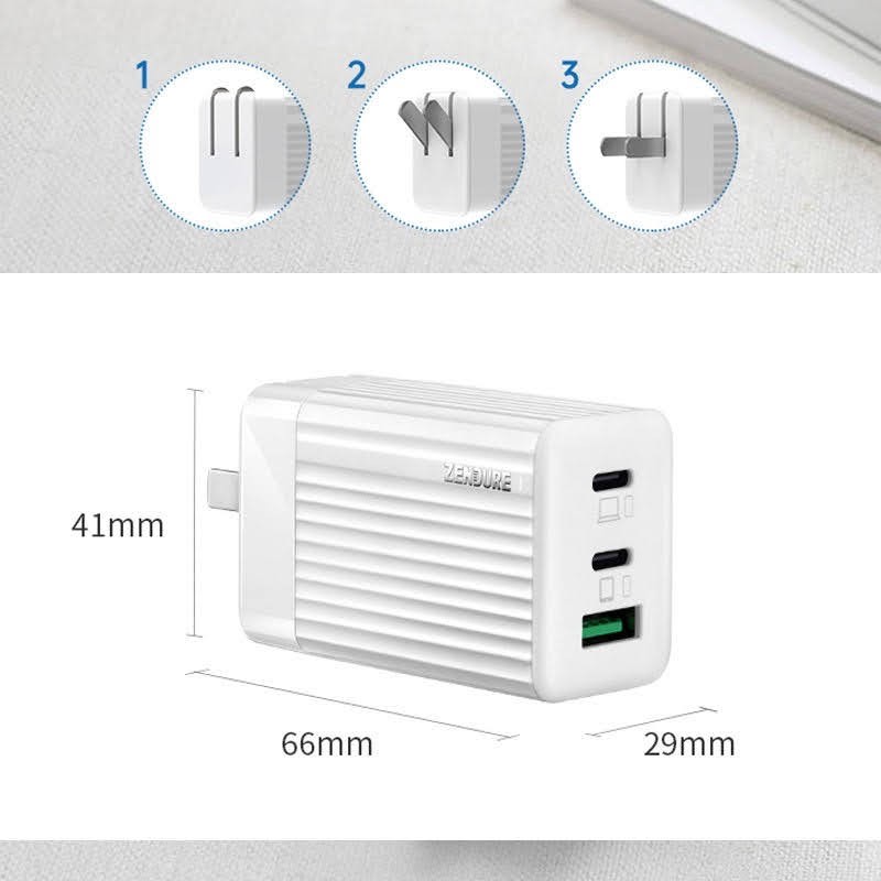 Sạc nhanh Zendure Superport S3 - 65w [2 Type C + 1 Type A] - BH 12 Tháng