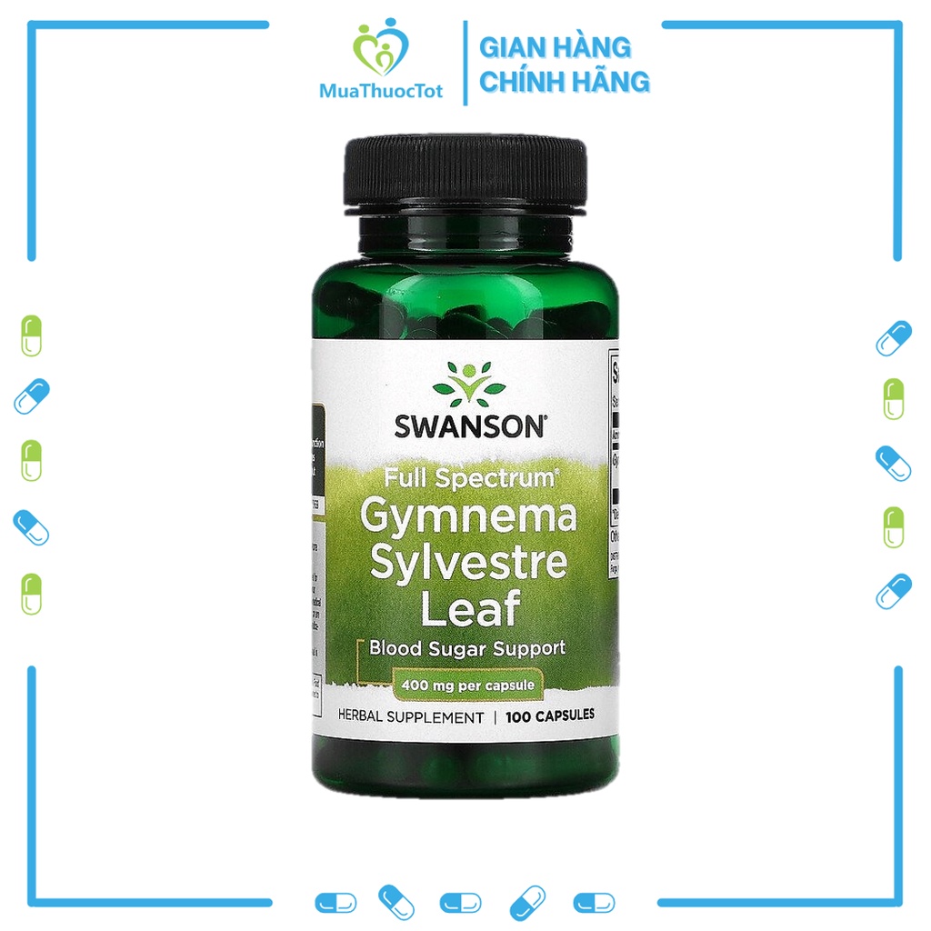 Swanson Gymnema Sylvestre Leaf 400mg - Viên uống hỗ trợ đường huyết cho người tiểu đường 100 viên