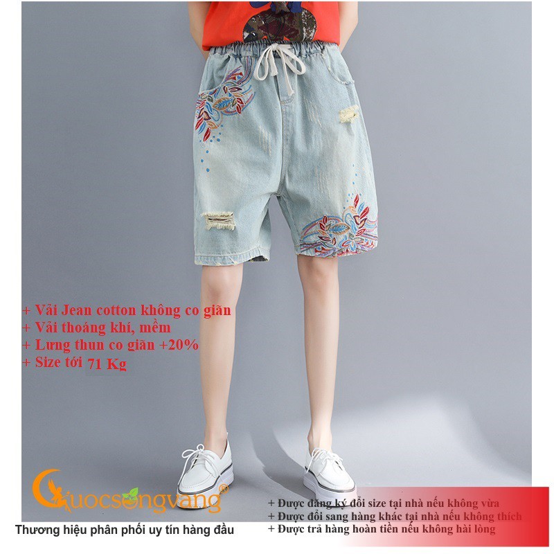 Quần short nữ rách quần đùi jean nữ thêu hoa GLQ119 Cuocsongvang