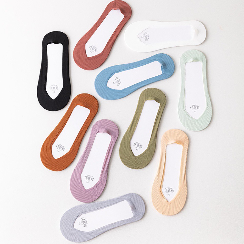 Vớ cotton mỏng màu trơn chống tuột thoải mái cho nữ