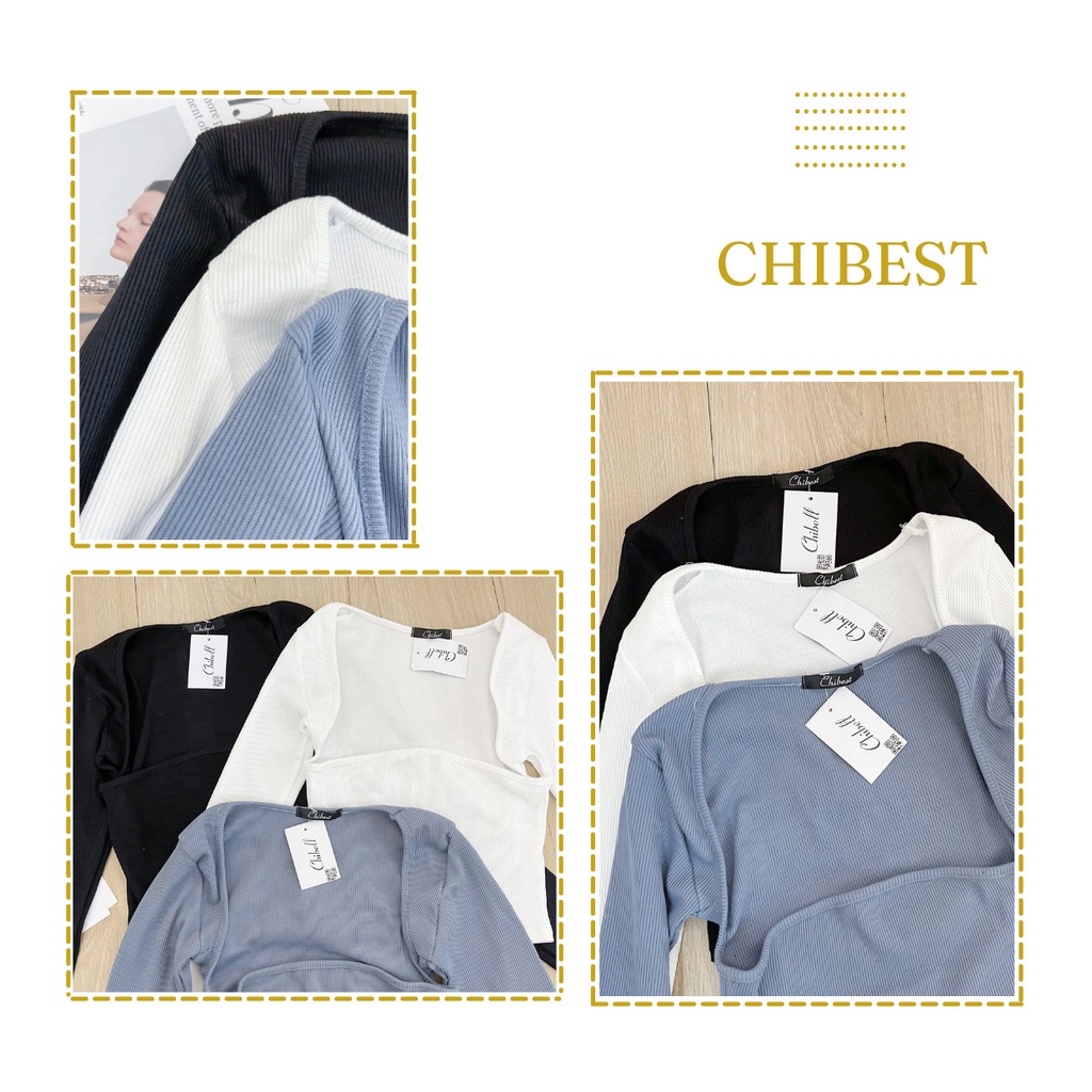 Áo thun nữ croptop kiểu cổ vuông tay dài khoét ngực ulzzang sexy CHIBEST LAB232
