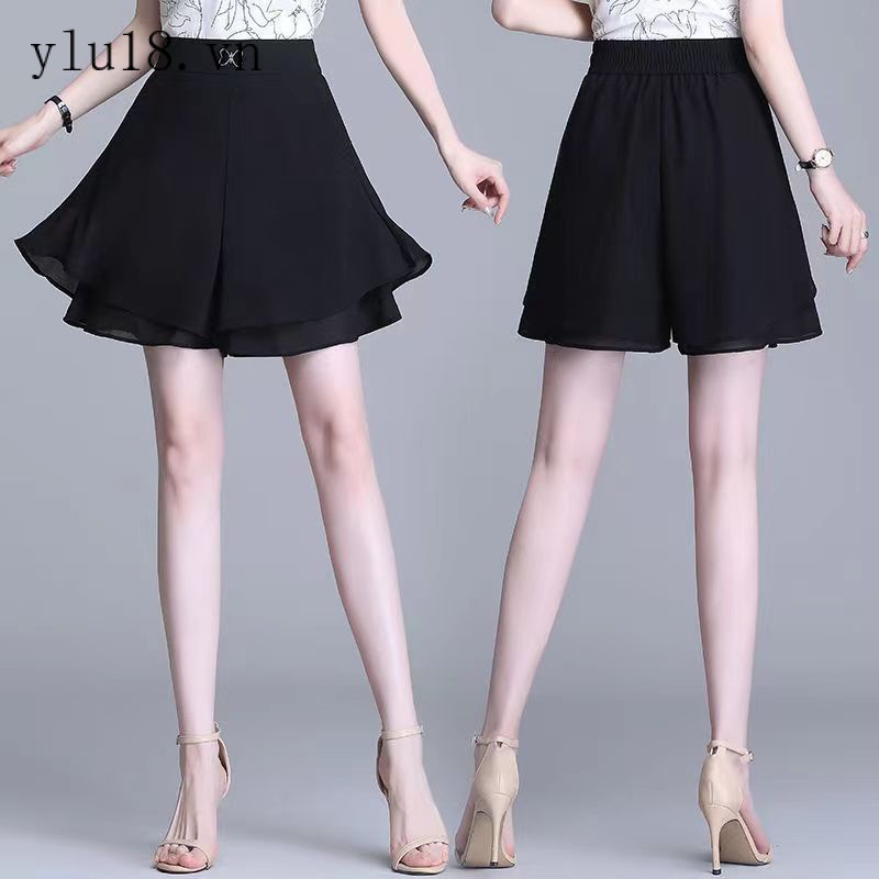 Quần Short Chiffon Hai Lớp Lưng Cao Ống Rộng Phong Cách Thời Trang Mới 2022 Cho Nữ