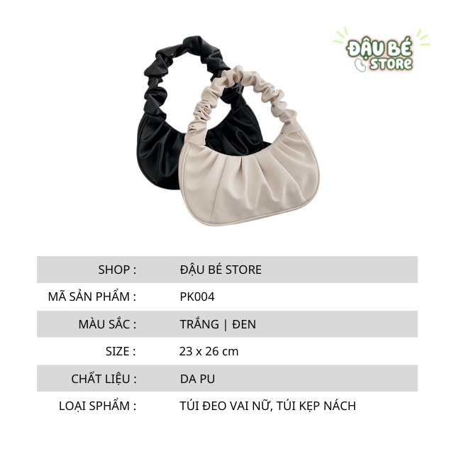 Túi Đeo Vai Nữ Màu Trơn Da Mềm Thời Trang Hàn Quốc - Túi Kẹp Nách Quai Nhúm Da PU Hottrend - Daube - PK004