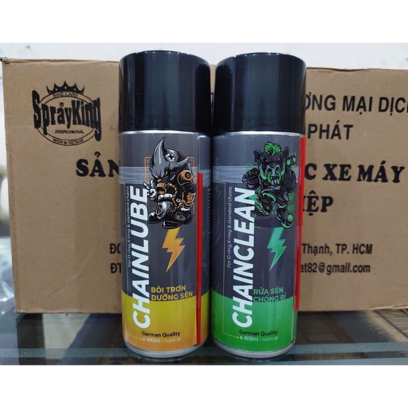 SPRAYKING PLASTIC SHINE/CHAIN CLEAN/CHAIN LUBE : DƯỠNG BÓNG SẠCH XE - RỬA SÊN - DƯỠNG SÊN CHÍNH HÃNG