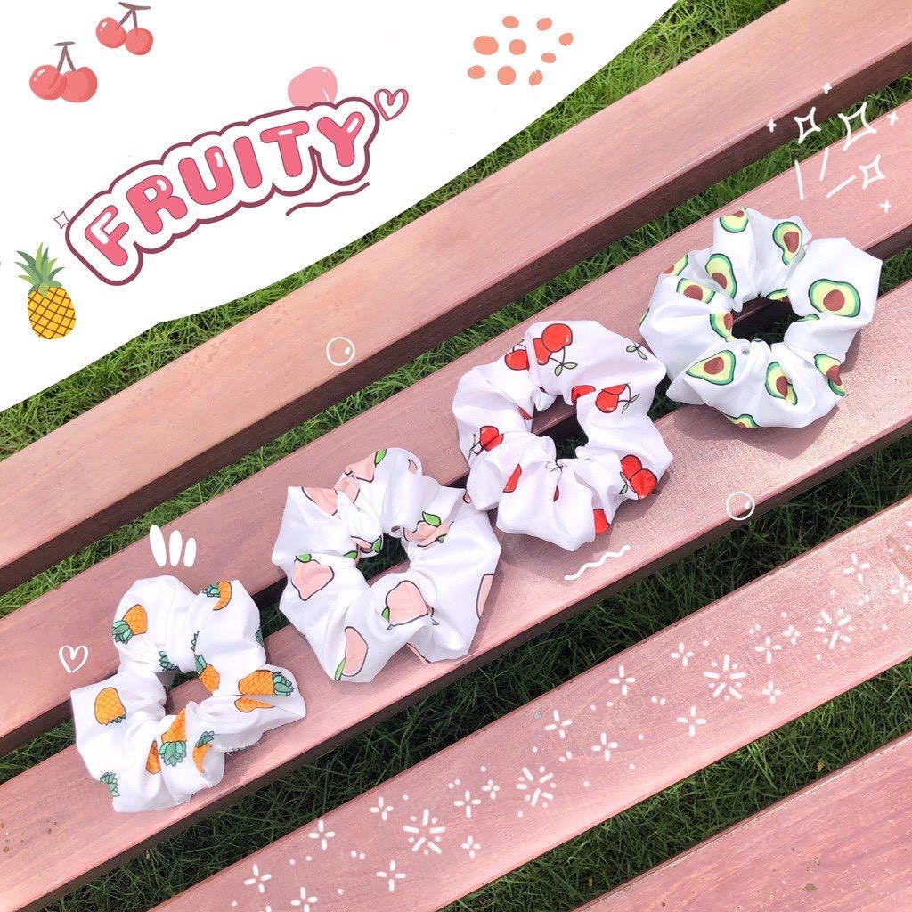 [ Ảnh Thật ] Buộc Tóc Vải Scrunchies Trái Cây🌸Họa Tiết