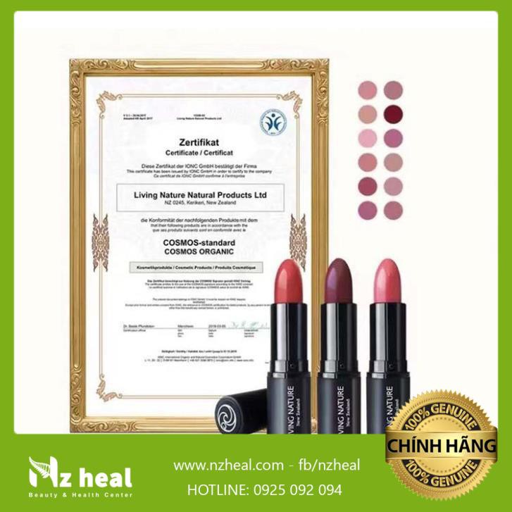 [Hỏa tốc] Son môi organic Living Nature - Màu đỏ cam Wild Fire 11