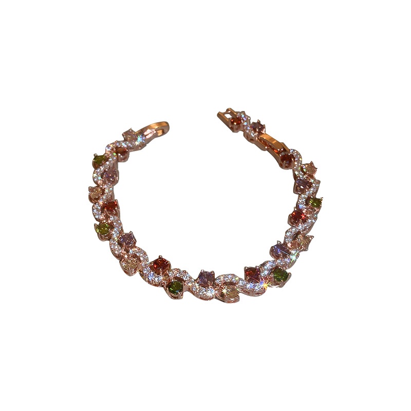 Vòng Tay Đính Đá Zircon Màu Vàng Hồng Sang Trọng Thời Trang