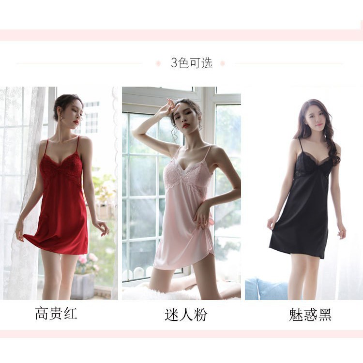 VÁY NGỦ 2 DÂY SEXY LỤA SIÊU QUYẾN RŨ V09 [TẶNG KÈM MIẾNG ĐỆM NGỰC] | BigBuy360 - bigbuy360.vn