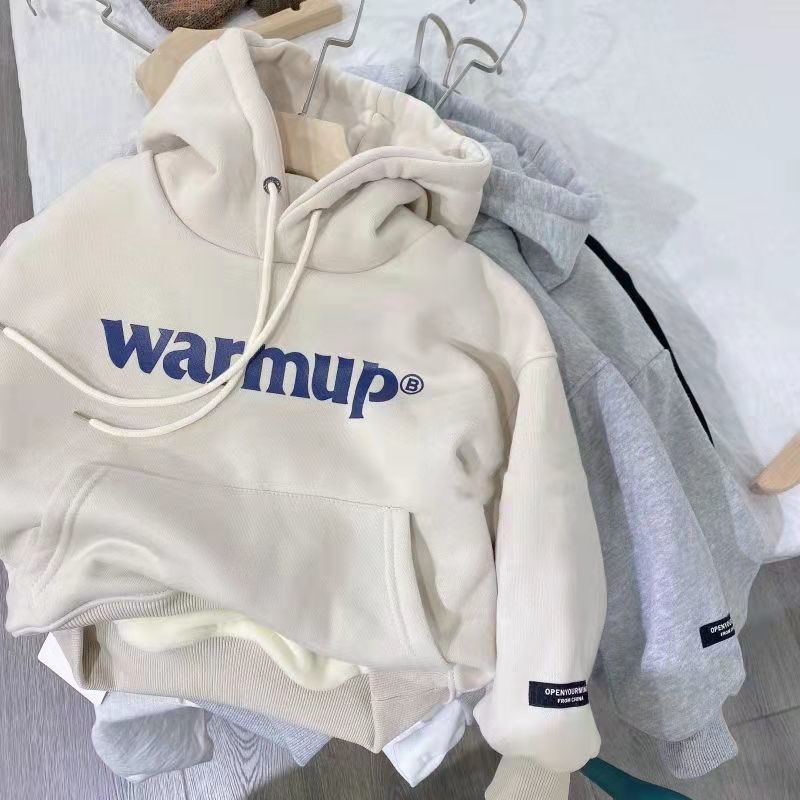 Áo Hoodie Nhung In Chữ Thời Trang Thu Đông Hàn Quốc Mới