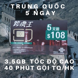 Sim du lịch trung quốc 3.5gb tốc độ cao và 40 phút gọi trong 5 ngày