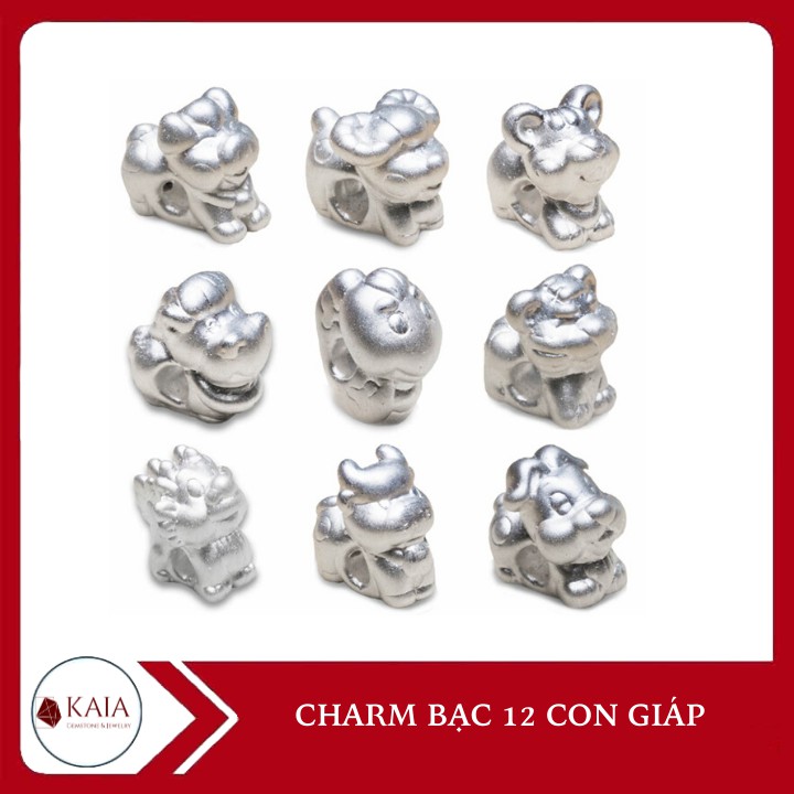 KAIA - Charm 12 Con giáp bạc - Miễn phí tết vòng tay Handmade