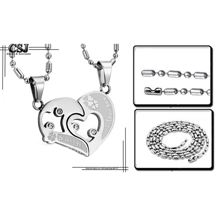 VÒNG CỔ , DÂY CHUYỀN CẶP INOX TRÁI TIM MC166 - siêu đẹp, chuẩn thời trang