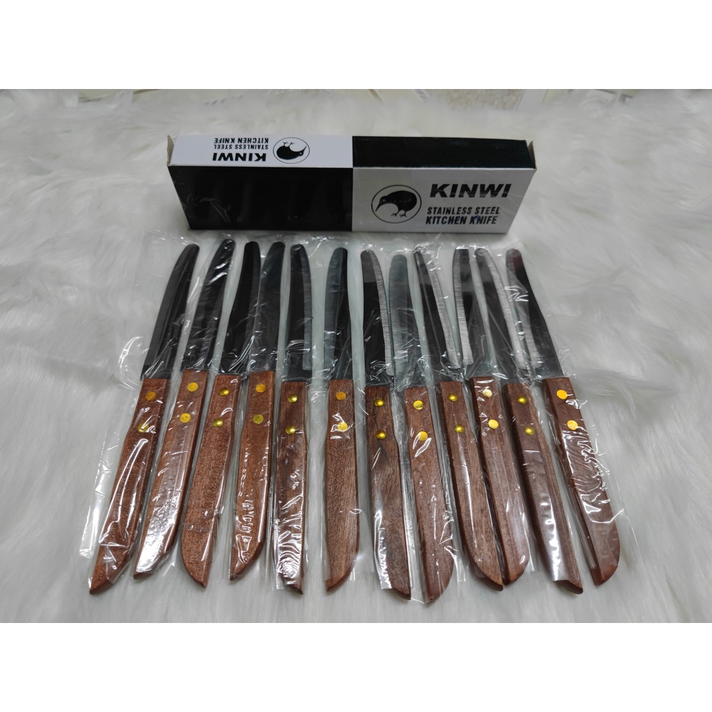 Dao Kinwi Stainless Steel Kitchen Knife Cán Gỗ Mũi Bầu