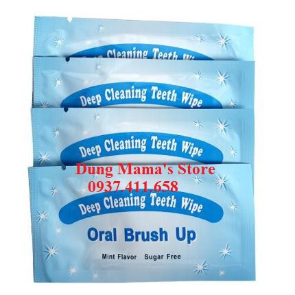 Khăn lau men răng Oral Brush Up Hương Bạc Hà- Bịch 1 miếng