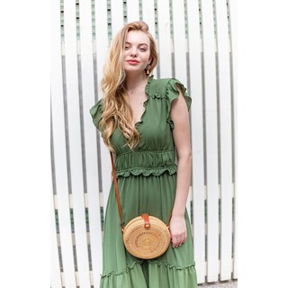Đầm midi Taylor Ruffle High/Low Maxi Dress
