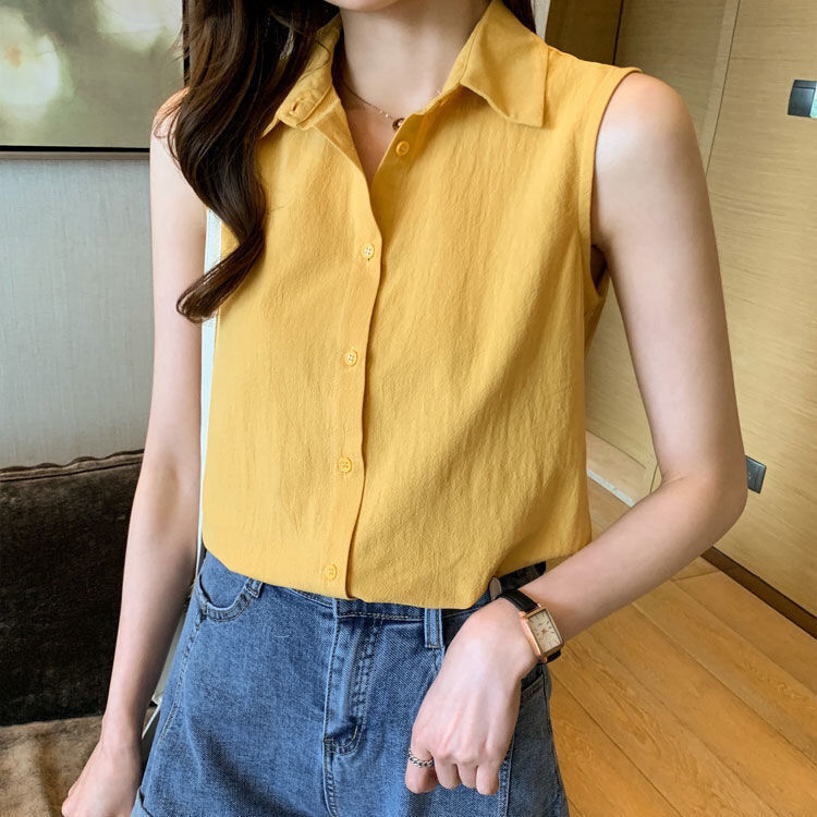 Áo Sơ Mi Không Tay Cổ Polo Thời Trang Mùa Hè Dành Cho Nữ