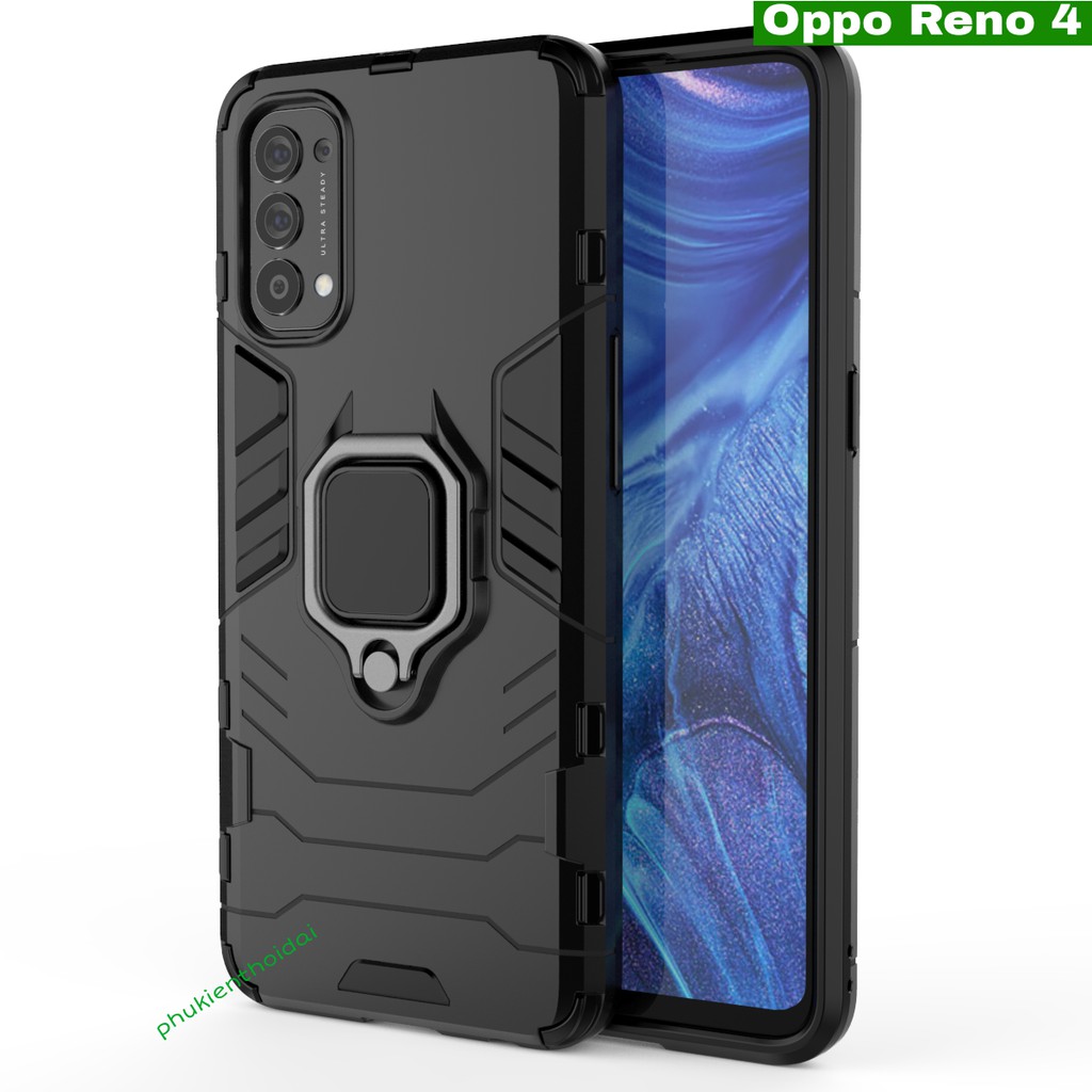 Ốp lưng Oppo Reno 4 / Reno 5 / 5G / Reno 7 5G Iron Man Iring chống sốc giá đỡ mặt lưng cao cấp siêu bền