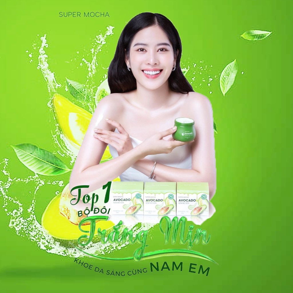 Kem Body Trắng Da SUPER MOCHA + Tắm Trắng Body Sữa Bơ AVOCADO - Combo Dưỡng Trắng Da Kem Bơ Daklak 200ml