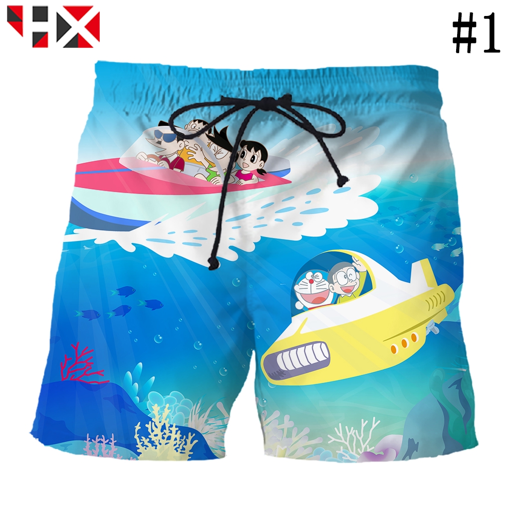 Hx Quần Short Thể Thao In Hình Doraemon 3d Thời Trang Đi Biển Cho Nam Nữ